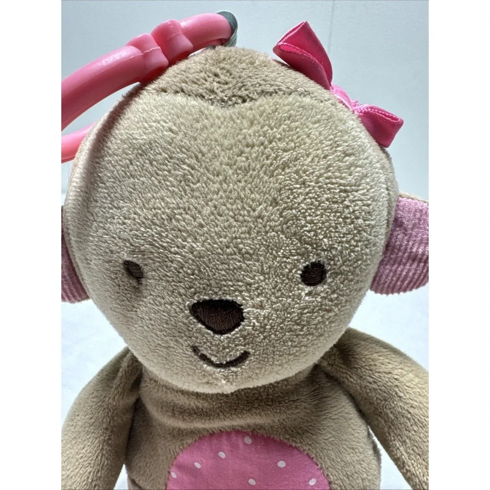 Child Of Mine Carters Brown Monkey Plush Pink Baby Girl Rattle Crinkle Teether